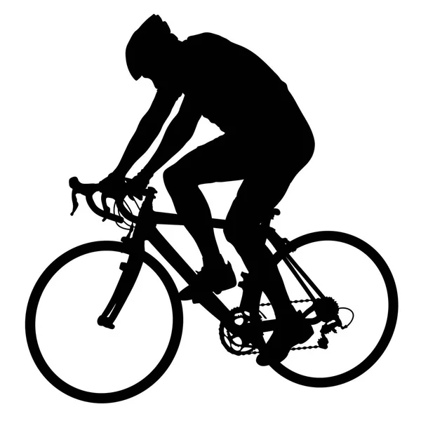 Silhouette d'un cycliste masculin sur fond blanc — Image vectorielle