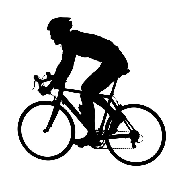 Silhouette d'un cycliste masculin sur fond blanc — Image vectorielle