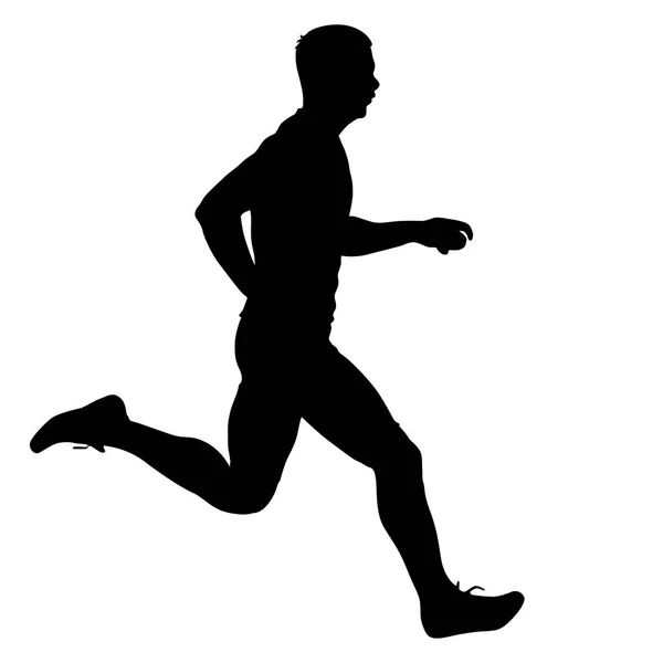 Svart Silhouettes löpare sprint män på vit bakgrund — Stock vektor