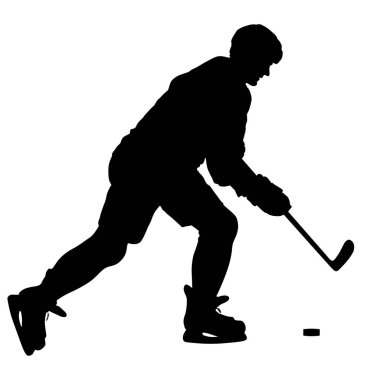 Hokey oyuncusu silüeti. Beyaz izole