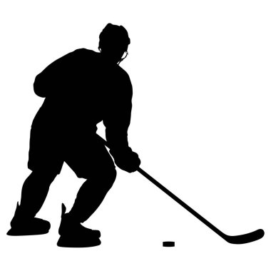 Hokey oyuncusu silüeti. Beyaz izole