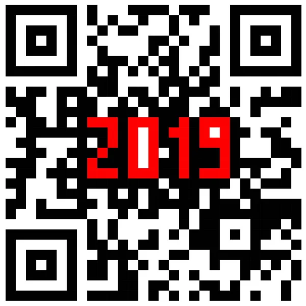 Tecnologías modernas 2019 escritas dentro de un código QR — Vector de stock