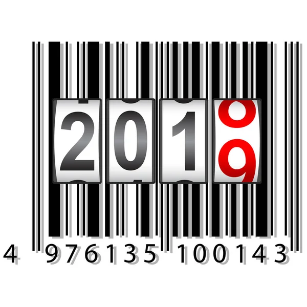 2019 contador de Año Nuevo una ilustración de calendario de código de barras — Vector de stock