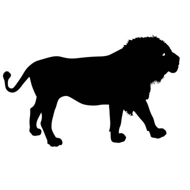 Beyaz bir arka plan üzerinde aslan silüeti