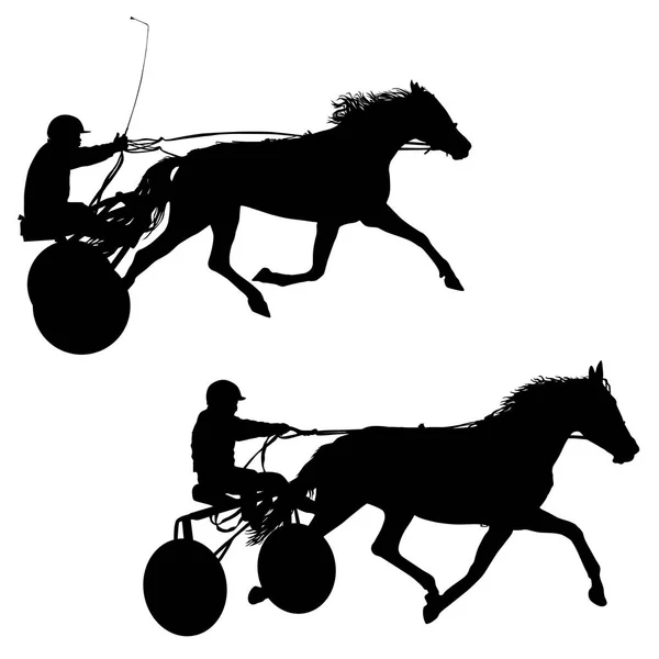 Set silhouette noire de cheval et jockey — Image vectorielle