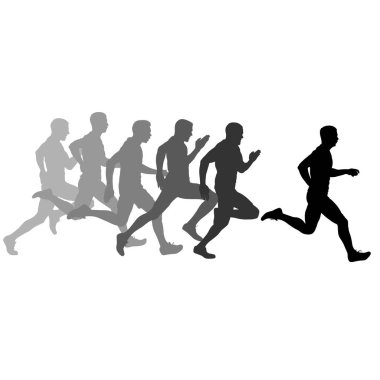 Siluetleri koşucular sprint erkekler beyaz bir arka plan ayarla.