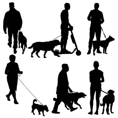 İnsan ve köpek siluetini beyaz arkaplana yerleştir