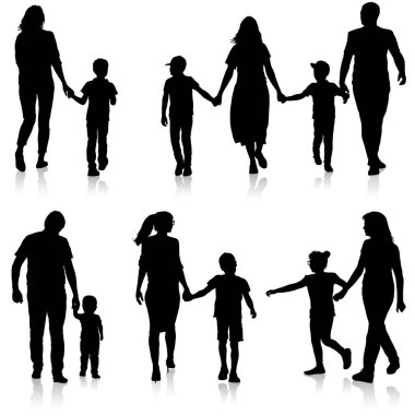 Mutlu aile siluetini beyaz bir arkaplanda ayarla