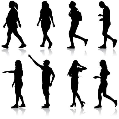 Beyaz Arkaplanda Duran Siluet Grubu