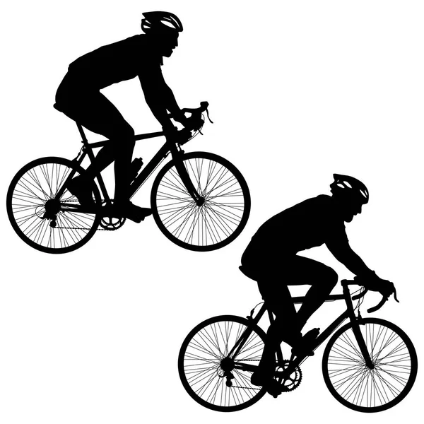 Ορίσετε σιλουέτα ενός ποδηλάτη αρσενικό σε λευκό φόντο — Διανυσματικό Αρχείο