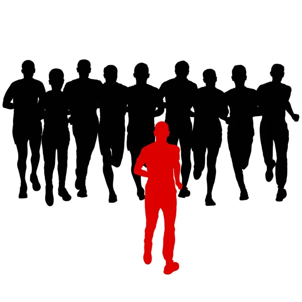 Ensemble de silhouettes. Coureurs au sprint, hommes — Image vectorielle