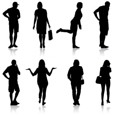 Beyaz Arkaplanda Duran Siluet Grubu