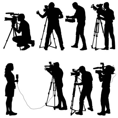 Kamerayı kameraya al. Beyaz arkaplanda siluetler