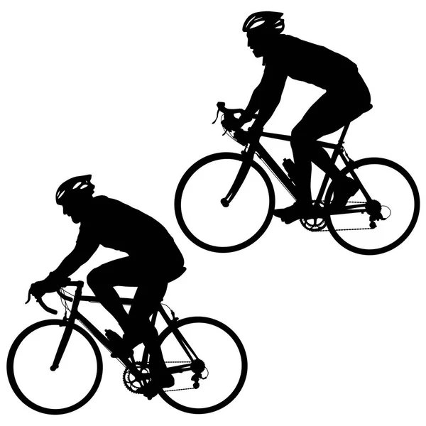 Definir silhueta de um ciclista masculino no fundo branco —  Vetores de Stock