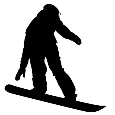 Siyah beyaz arka plan illüstrasyon snowboard siluetleri