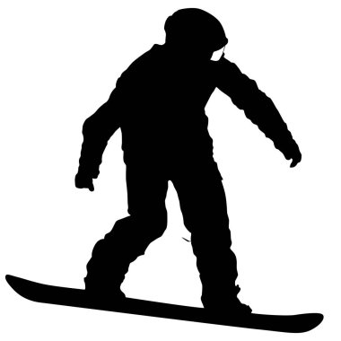 Siyah beyaz arka plan illüstrasyon snowboard siluetleri