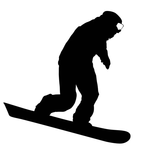 Fekete Sziluettek Snowboardosok Ábrán Fehér Háttér — Stock Vector