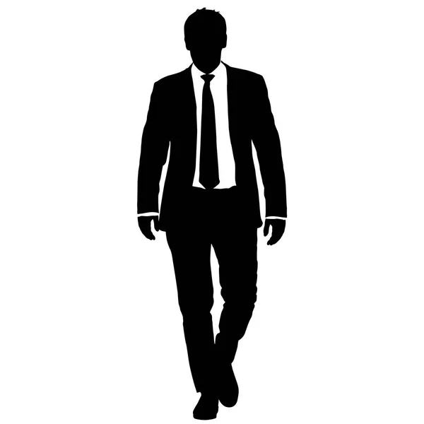 Silueta hombre de negocios en traje con corbata sobre fondo blanco — Vector de stock