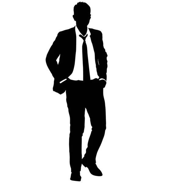 Силуэт бизнесмен в костюме с галстуком на белом фоне — стоковый вектор
