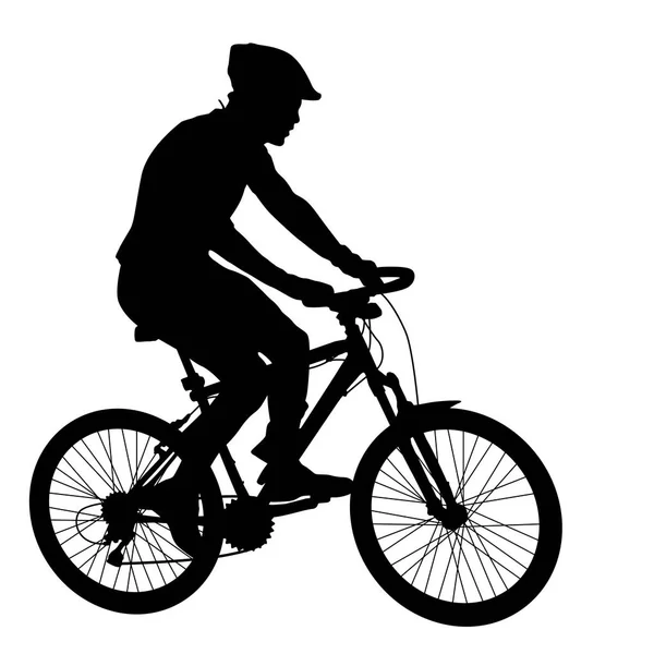 Silhouette d'un cycliste masculin sur fond blanc — Image vectorielle