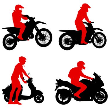 Set siluetleri binici yer aldığı beyaz arka plan üzerinde Motokros Şampiyonası
