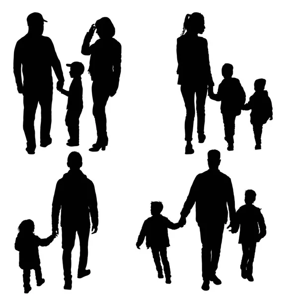 Stel silhouet van gelukkige familie op een witte achtergrond — Stockvector