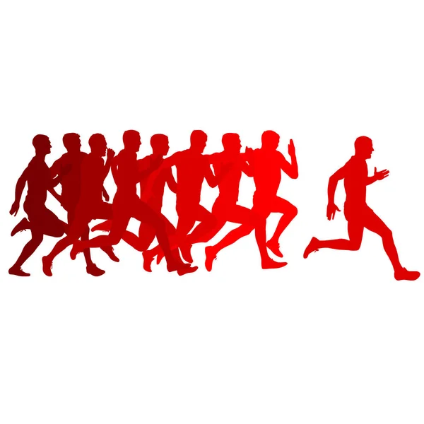 Uppsättning silhuetter. löpare på sprint, män — Stock vektor