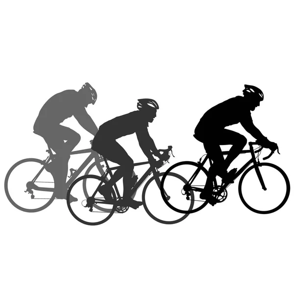 Definir silhueta de um ciclista masculino no fundo branco — Vetor de Stock