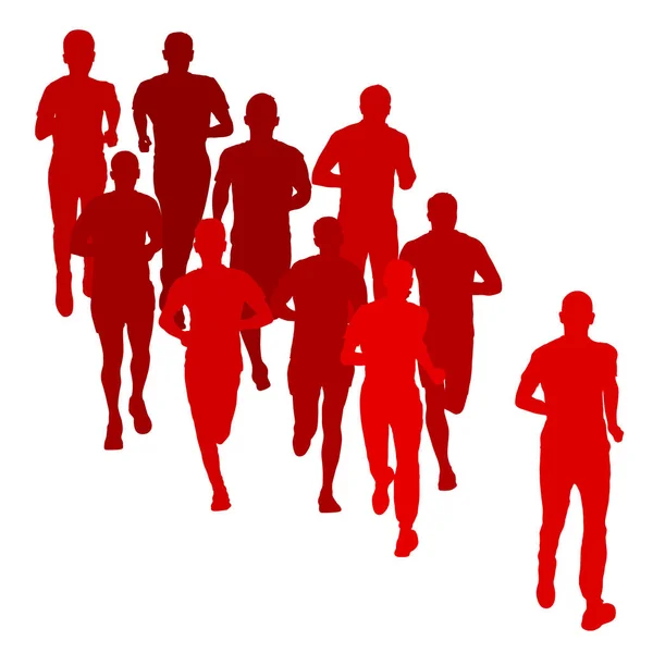 Reihe von Silhouetten. Läufer im Sprint, Männer — Stockvektor