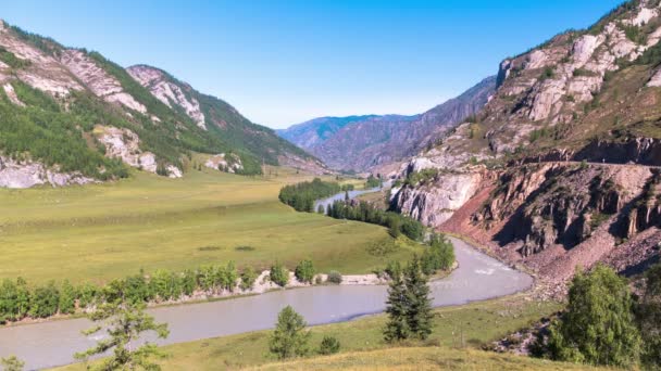 Time Laps Waves Spray Foam River Katun Altai Mountains Siberia — Stock Video