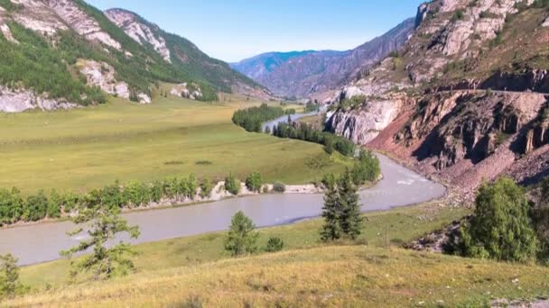 Time Laps Waves Spray Foam River Katun Altai Mountains Siberia — Stock Video