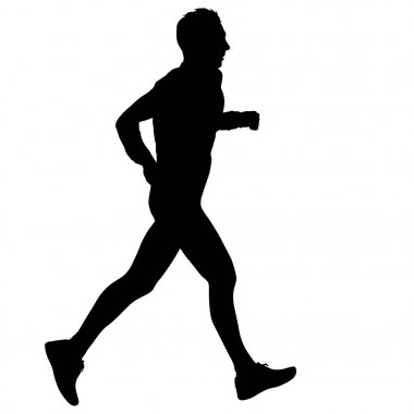 Siyah Siluetler Koşucular beyaz arka planda koşucular