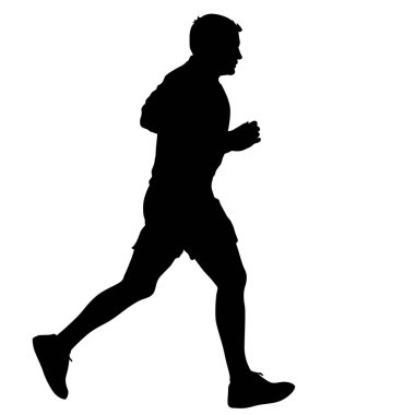 Siyah Siluetler Koşucular beyaz arka planda koşucular