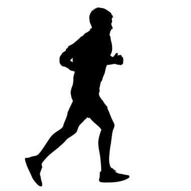 Siyah Siluetler Koşucular beyaz arka planda koşucular