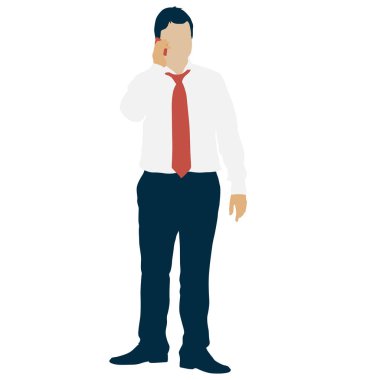 Silhouette işadamı telefonda konuşurken, beyaz bir arka plan