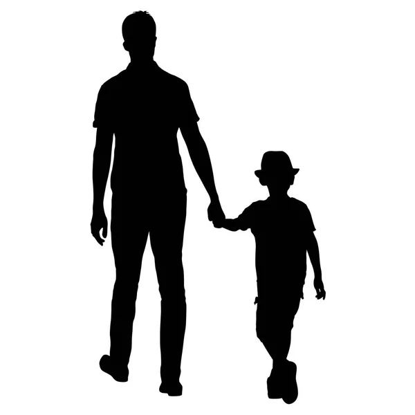 Silhouette einer glücklichen Familie auf weißem Hintergrund — Stockvektor