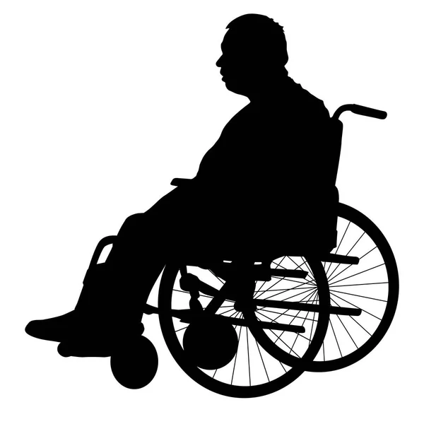 Silhouettes disabled in a wheel chair on a white background — Stock Vector