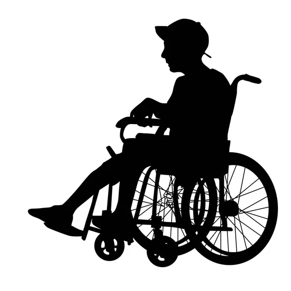 Silhouettes disabled in a wheel chair on a white background — Stock Vector