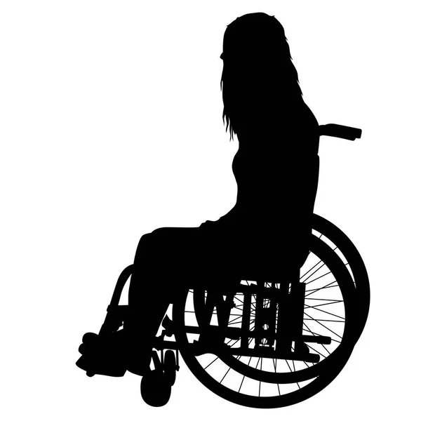 Silhouette disabili su una sedia a rotelle su sfondo bianco — Vettoriale Stock