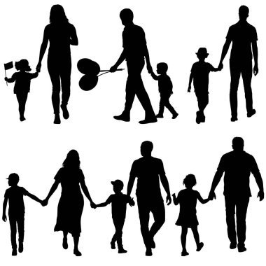 Mutlu aile siluetini beyaz bir arkaplanda ayarla