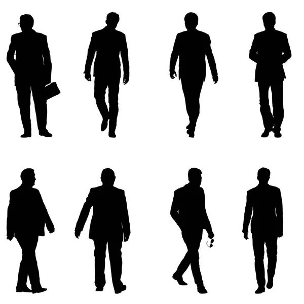 Set silueta hombre de negocios en traje sobre un fondo blanco — Vector de stock