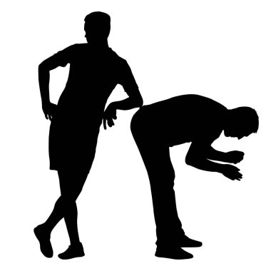 Siyah siluet grup çeşitli teşkil etmektedir duran insan