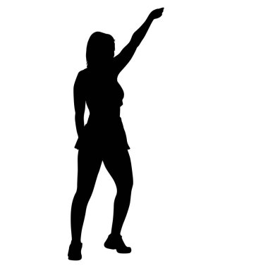 Siyah beyaz bir arka plan üzerinde kaldırdı kol ile kadın siluetleri