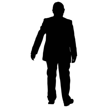 Beyaz arka plan üzerinde takım elbiseli siluet işadamı adam