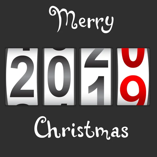 Contador de Año Nuevo 2020 Felicitación de Navidad Fondo negro — Vector de stock