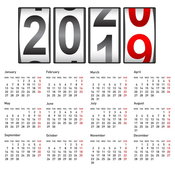 2020 contador de Año Nuevo, cambio de calendario ilustración — Vector de stock