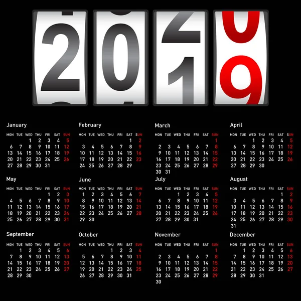 2020 πρόγραμμα μετρητών νέου έτους, αλλαγή εικόνας ημερολογίου — Διανυσματικό Αρχείο