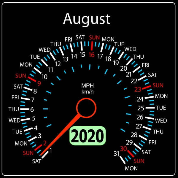 2020, rychloměr aut srpen — Stockový vektor