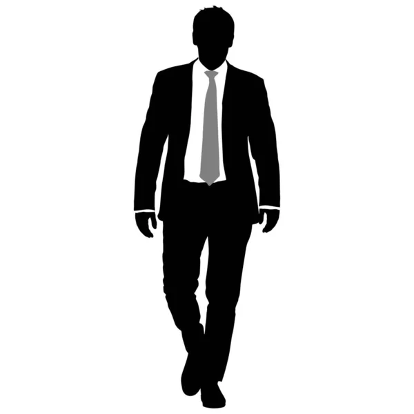 Silueta hombre de negocios en traje con corbata sobre fondo blanco — Vector de stock