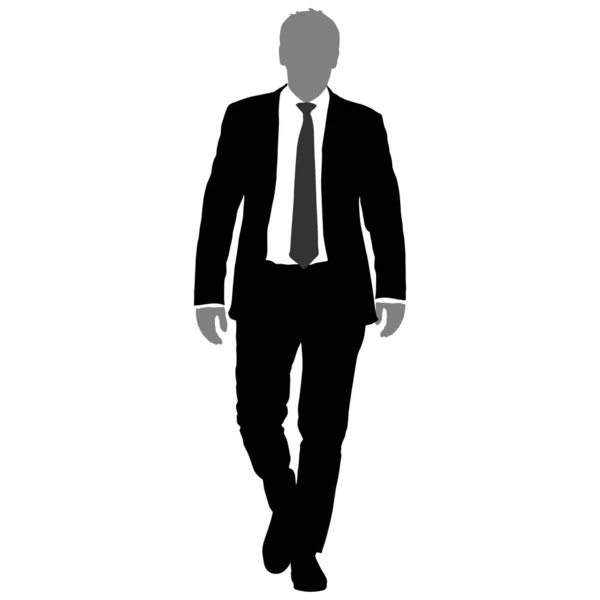 Silueta hombre de negocios en traje con corbata sobre fondo blanco — Vector de stock